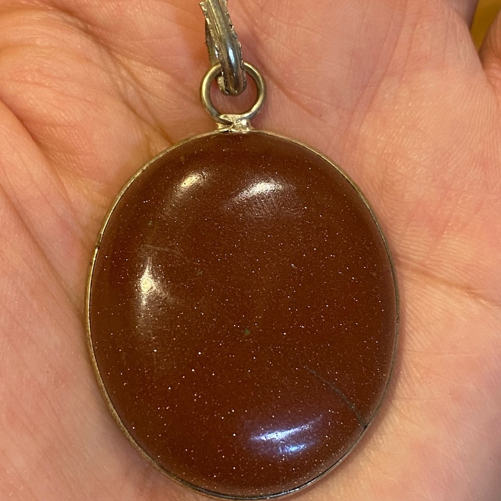 Natural Red Sparkling Sandstone Pendant.